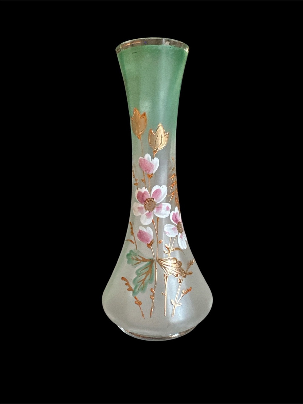 Hand-Painted Enamel & Gilt Accent victorian Budvase